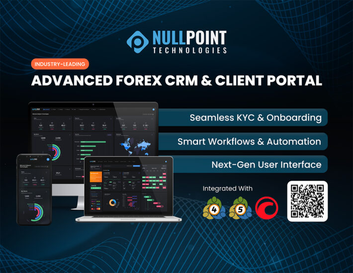 Forex CRM platform interface with integrated client area for broker operations